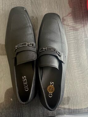 GUESS Black Men's Slip-On Loafers with Silver Bit